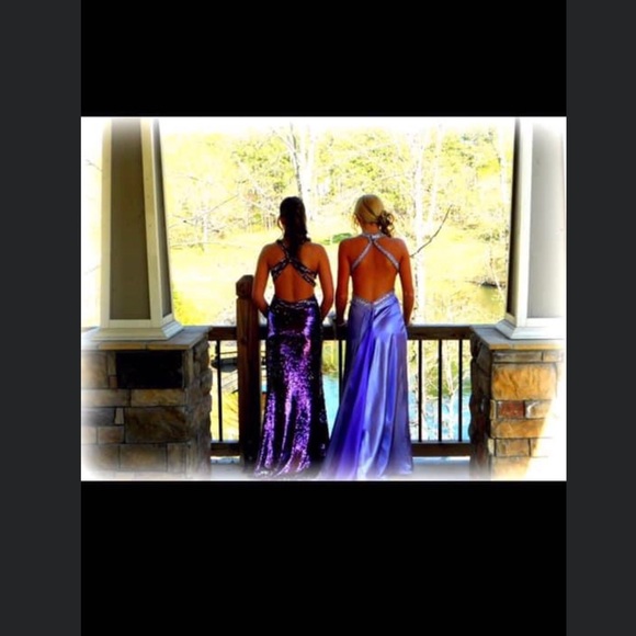 Wow! Prom & Pageant Purple & Silver Sequined Prom Dress Size 2 - Picture 4 of 12